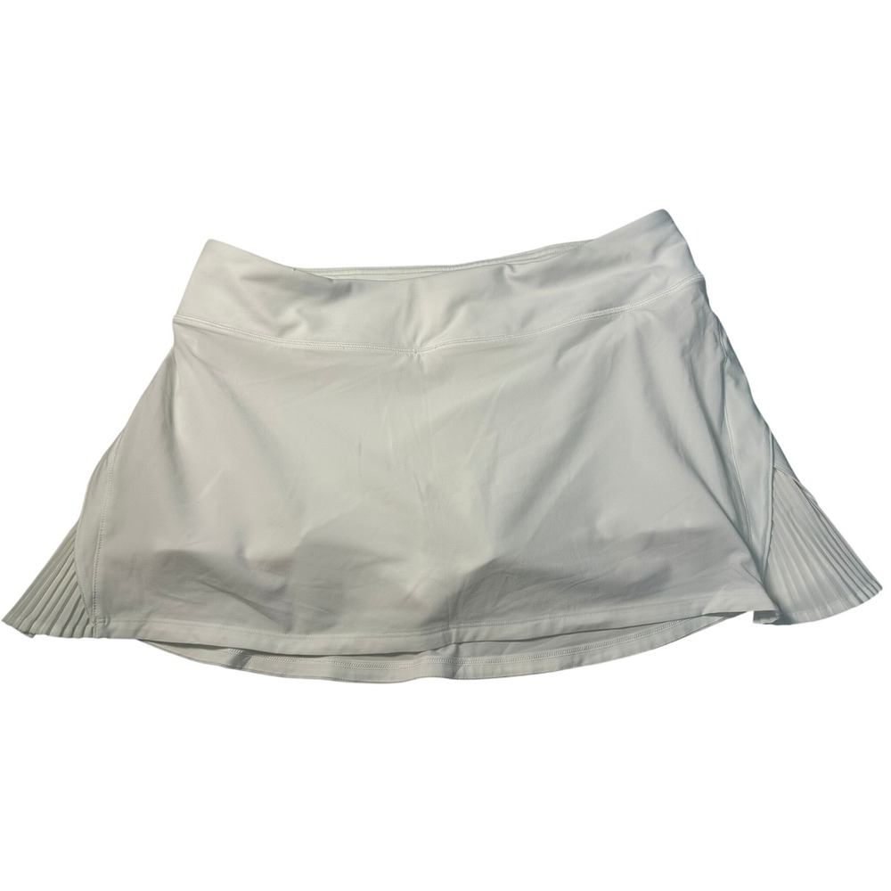 Lululemon Pace Rival Skirt Women 12 White Excellent Pleated Tennis Golf 2801
